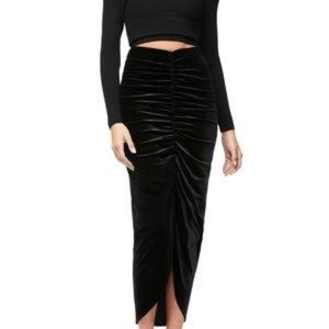 Good American Ruched Velvet Skirt